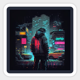 Cyberpunk Man PixelArt Sticker